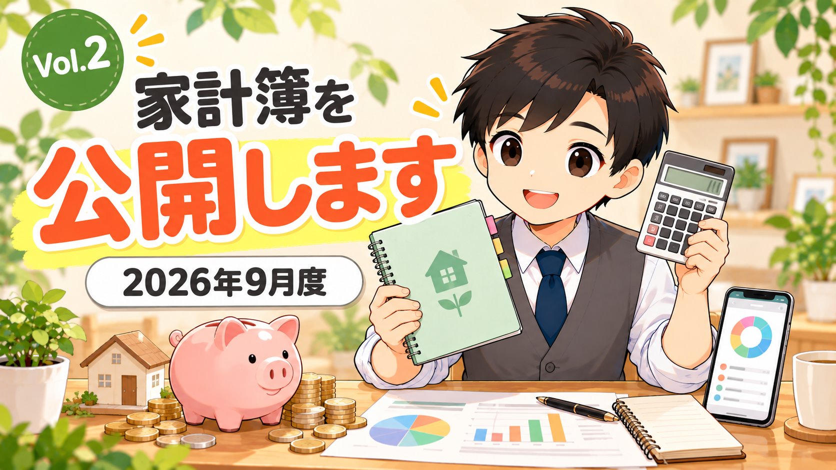 2026年9月度の家計簿を公開するともやんのイラスト
