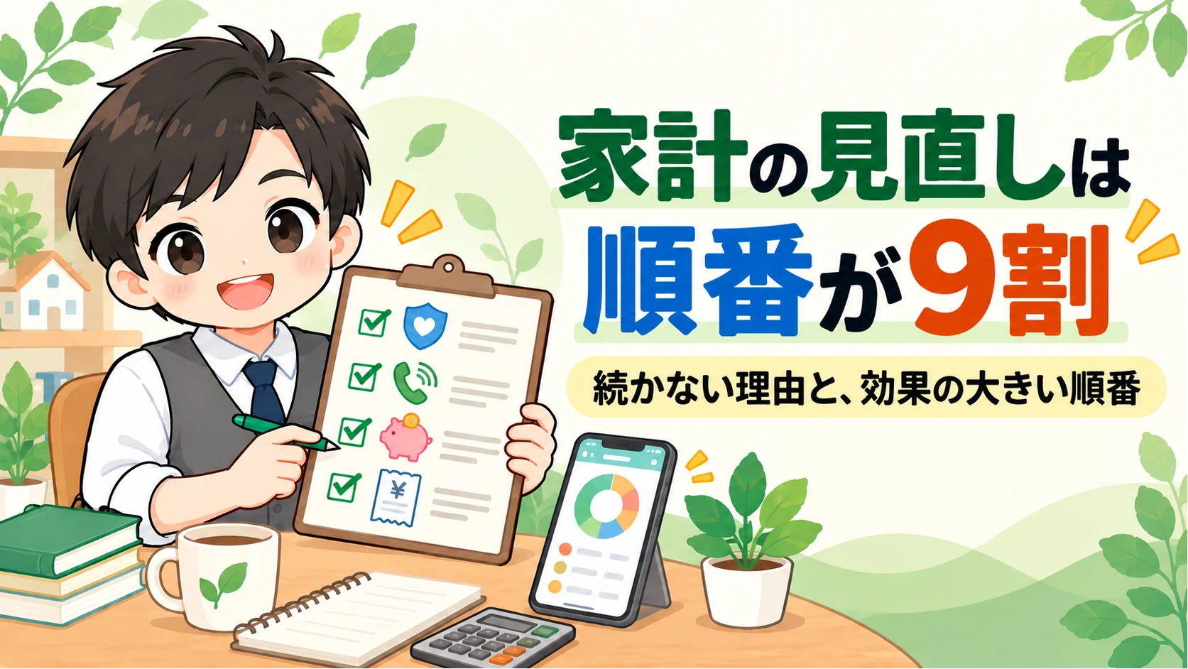 家計の見直しは順番が9割｜続かない理由と、効果の大きい順番