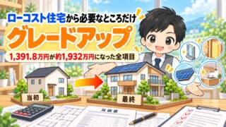 ローコスト住宅から必要なところだけグレードアップ｜1,391.8万円が約1,932万円になった全項目と金額