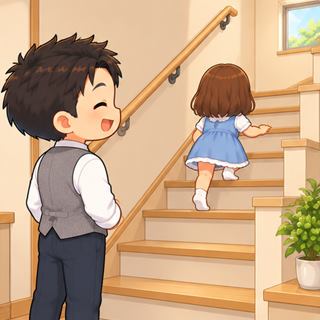 階段を13段から14段に(1段が2.3cm低く)